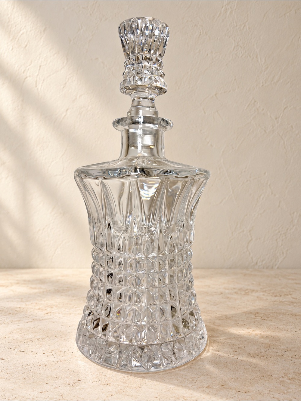Crystal Decanter with Stopper Heavy Cut Glass Whiskey Barware